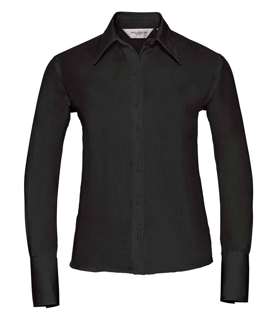 Russell Athletic Collection Ladies Long Sleeve Ultimate Non-Iron Shirt 956F - Black