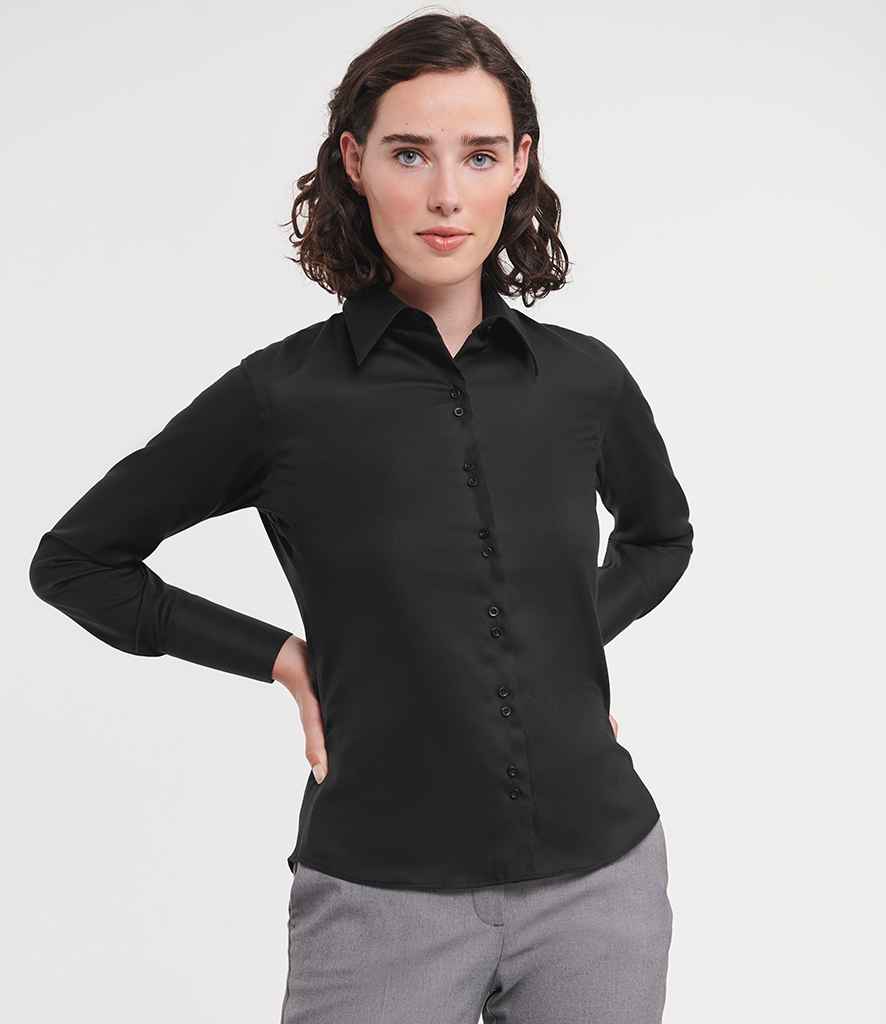 Russell Athletic Collection Ladies Long Sleeve Ultimate Non-Iron Shirt 956F - 956F Black Model
