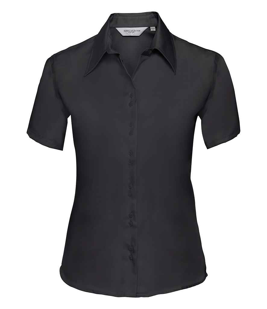 Russell Athletic Collection Ladies Short Sleeve Ultimate Non-Iron Shirt 957F - Black