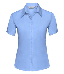 Russell Athletic Collection Ladies Short Sleeve Ultimate Non-Iron Shirt 957F - Bright Sky