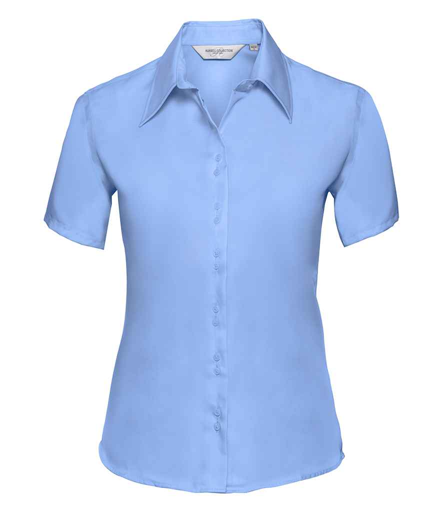 Russell Athletic Collection Ladies Short Sleeve Ultimate Non-Iron Shirt 957F - Bright Sky