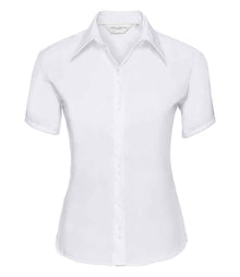 Russell Athletic Collection Ladies Short Sleeve Ultimate Non-Iron Shirt 957F - White