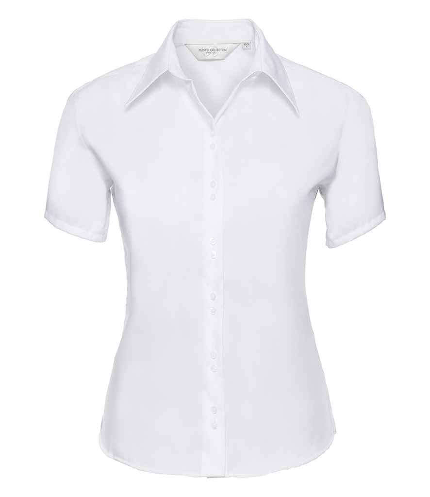 Russell Athletic Collection Ladies Short Sleeve Ultimate Non-Iron Shirt 957F - White