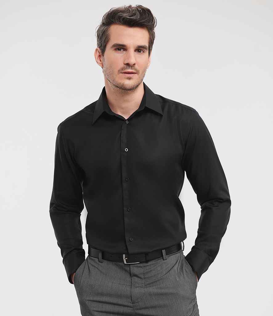 Russell Athletic Collection Long Sleeve Tailored Ultimate Non-Iron Shirt 958M - 958M Black Model