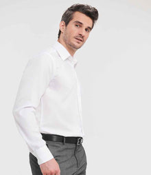 Russell Athletic Collection Long Sleeve Tailored Ultimate Non-Iron Shirt 958M - 958M White Model