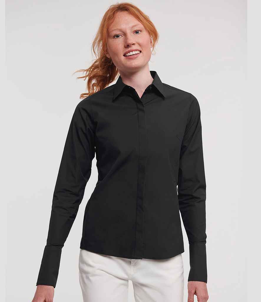 Russell Athletic Collection Ladies Ultimate Stretch Shirt 960F - 960F Black Model