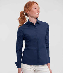 Russell Athletic Collection Ladies Ultimate Stretch Shirt 960F - 960F Bright Navy Model