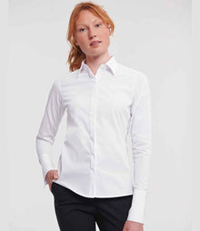 Russell Athletic Collection Ladies Ultimate Stretch Shirt 960F - 960F White Model