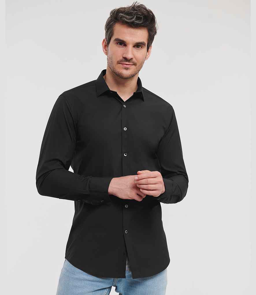 Russell Athletic Collection Long Sleeve Ultimate Stretch Shirt 960M - 960M Black Model