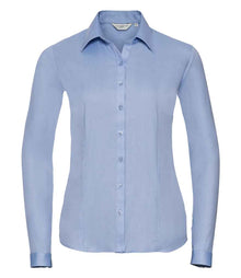 Russell Athletic Collection Ladies Long Sleeve Herringbone Shirt 962F - Light Blue