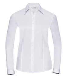 Russell Athletic Collection Ladies Long Sleeve Herringbone Shirt 962F - White