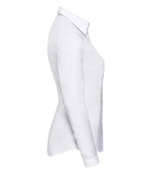 Russell Athletic Collection Ladies Long Sleeve Herringbone Shirt 962F - 962F White Side