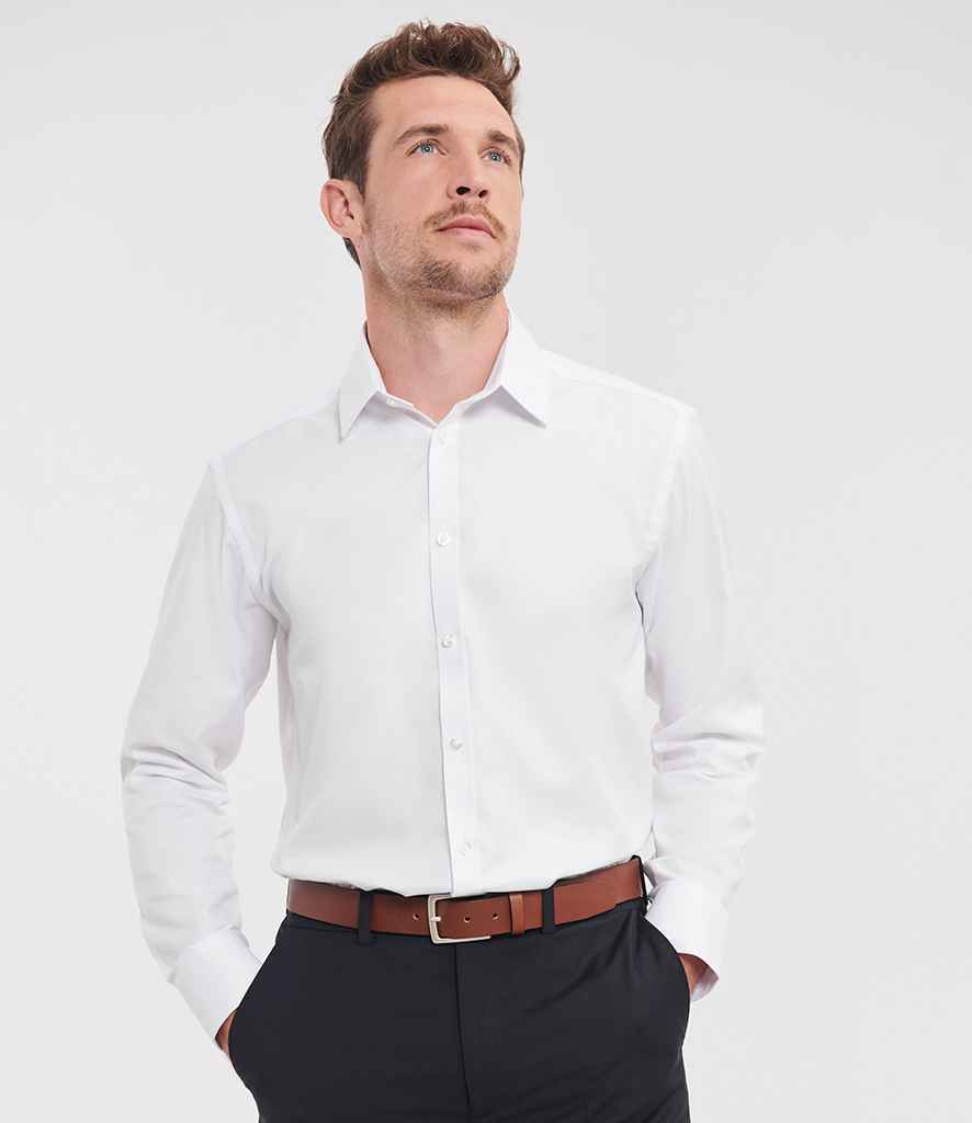 Russell Athletic Collection Long Sleeve Herringbone Shirt 962M - 962M White Model