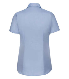 Russell Athletic Collection Ladies Short Sleeve Herringbone Shirt 963F - 963F Light Blue Back