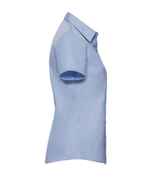 Russell Athletic Collection Ladies Short Sleeve Herringbone Shirt 963F - 963F Light Blue Side