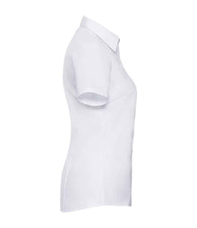 Russell Athletic Collection Ladies Short Sleeve Herringbone Shirt 963F - 963F White Side