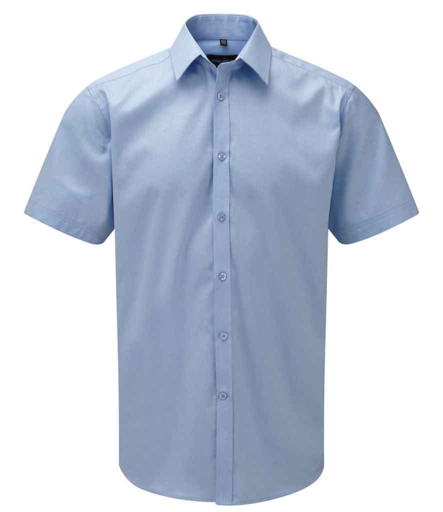 Russell Athletic Collection Short Sleeve Herringbone Shirt 963M - Light Blue