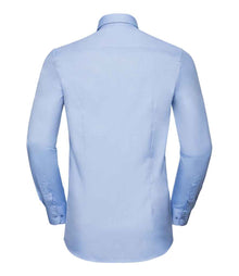 Russell Athletic Collection Long Sleeve Contrast Herringbone Shirt 964M - 964M Light Blue/Mid Blue Back
