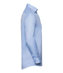Russell Athletic Collection Long Sleeve Contrast Herringbone Shirt 964M - 964M Light Blue/Mid Blue Side