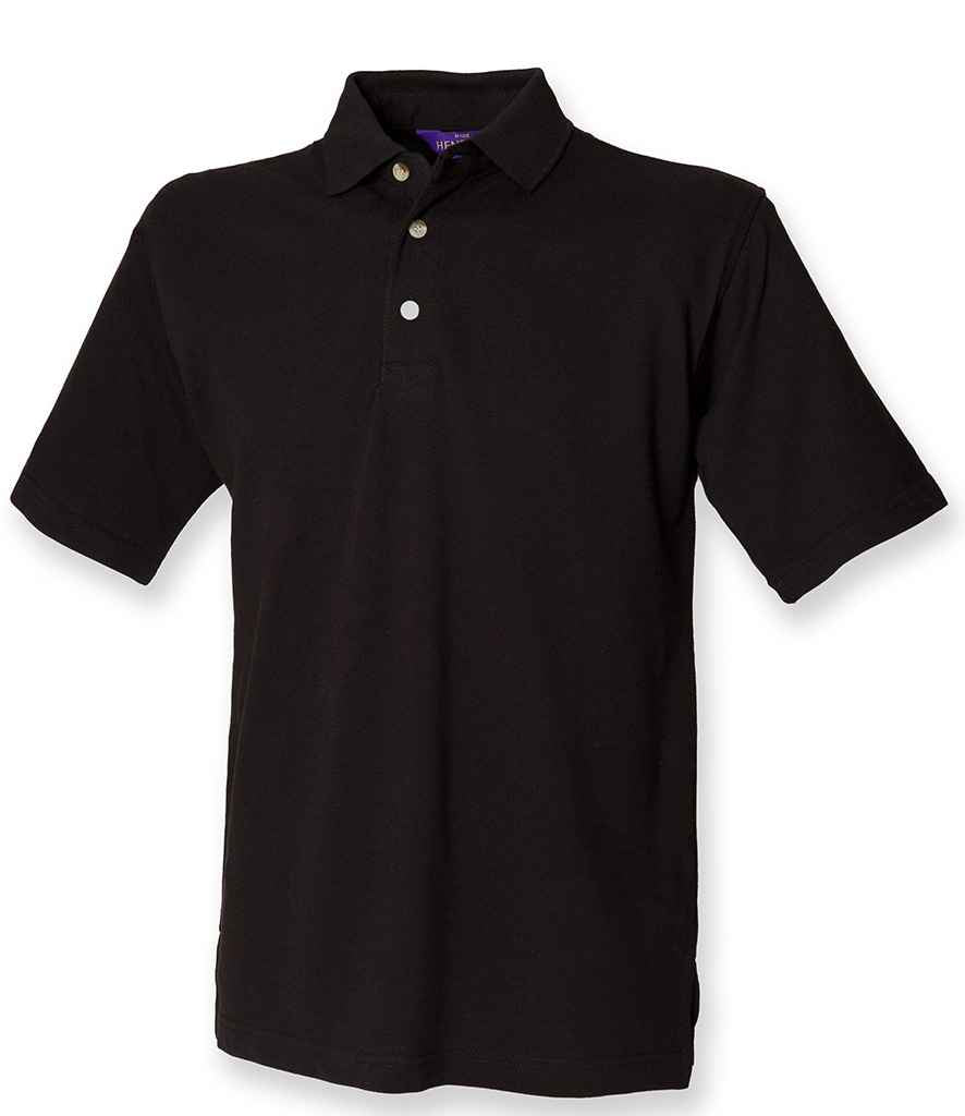 Henbury Classic Heavy Cotton Piqué Polo Shirt H100 - Black