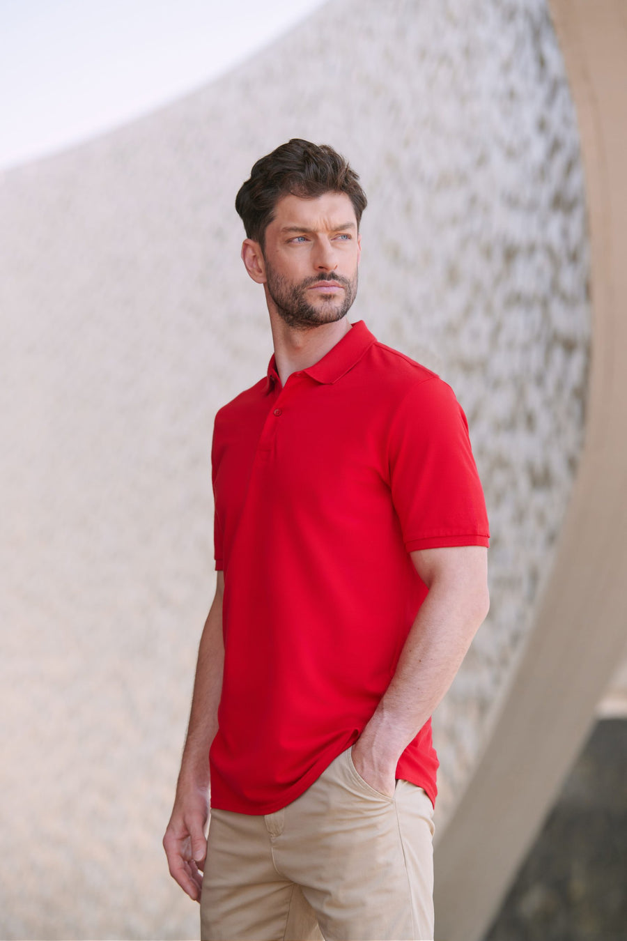 Henbury H101 official lifestyle photography - Classic Red