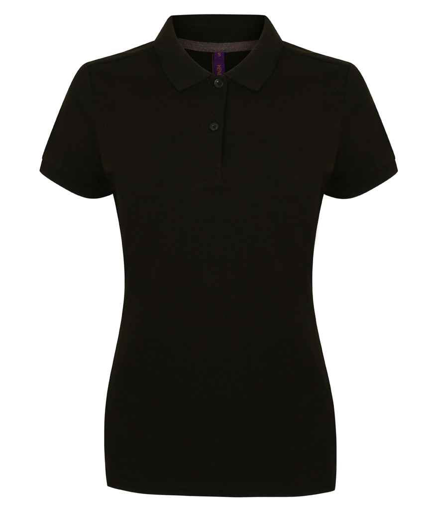 Henbury Ladies Modern Fit Cotton Piqué Polo Shirt H102 - Black