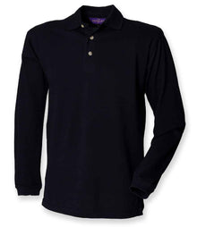Henbury Long Sleeve Cotton Piqué Polo Shirt H105 - Navy