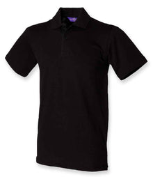 Henbury Unisex Stretch Cotton Piqué Polo Shirt H305 - Black