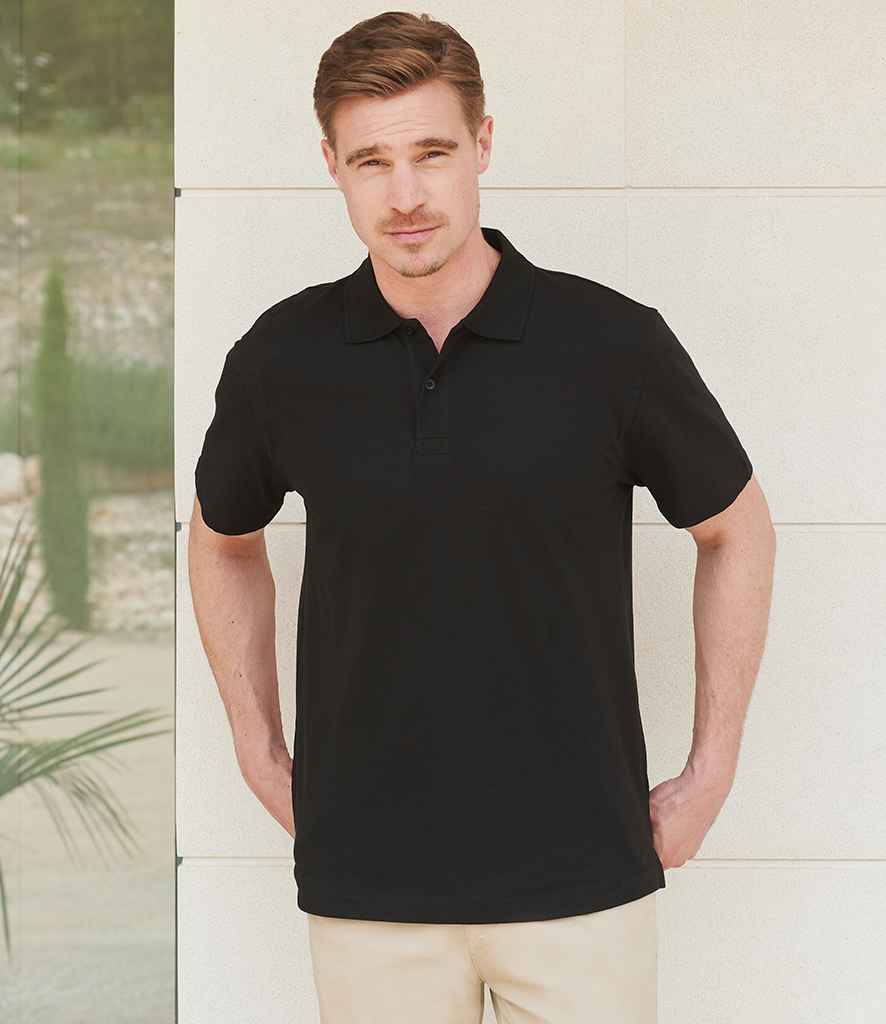 Henbury Unisex Stretch Cotton Piqué Polo Shirt H305 - H305 Black Model
