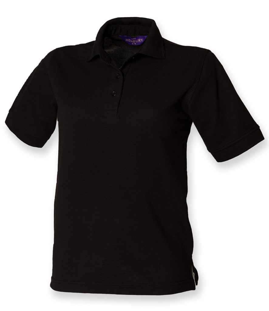Henbury Ladies Poly/Cotton Piqué Polo Shirt H401 - Black