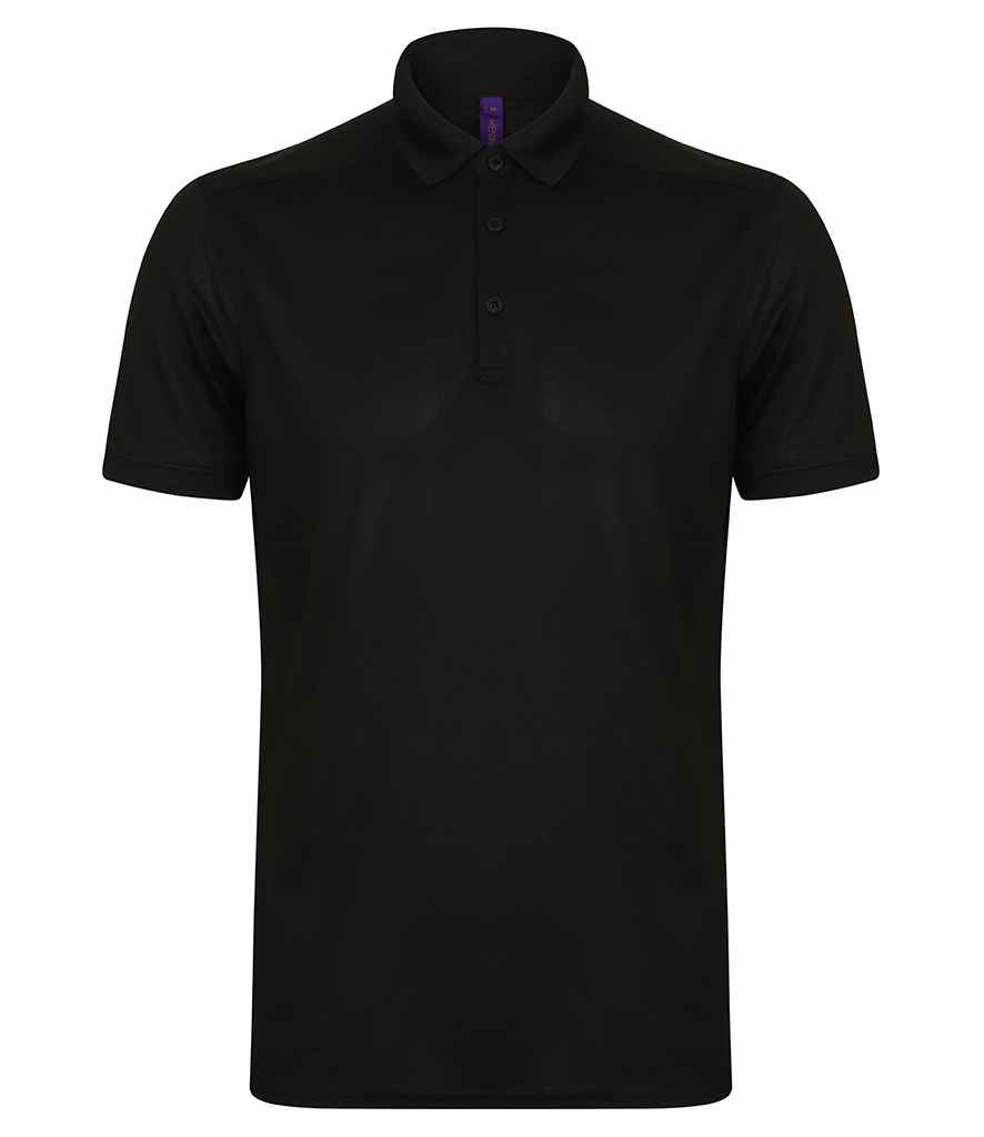 Henbury Slim Fit Stretch Microfine Piqué Polo Shirt H460 - Black