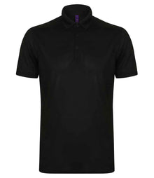 Henbury Slim Fit Stretch Microfine Piqué Polo Shirt H460 - Black