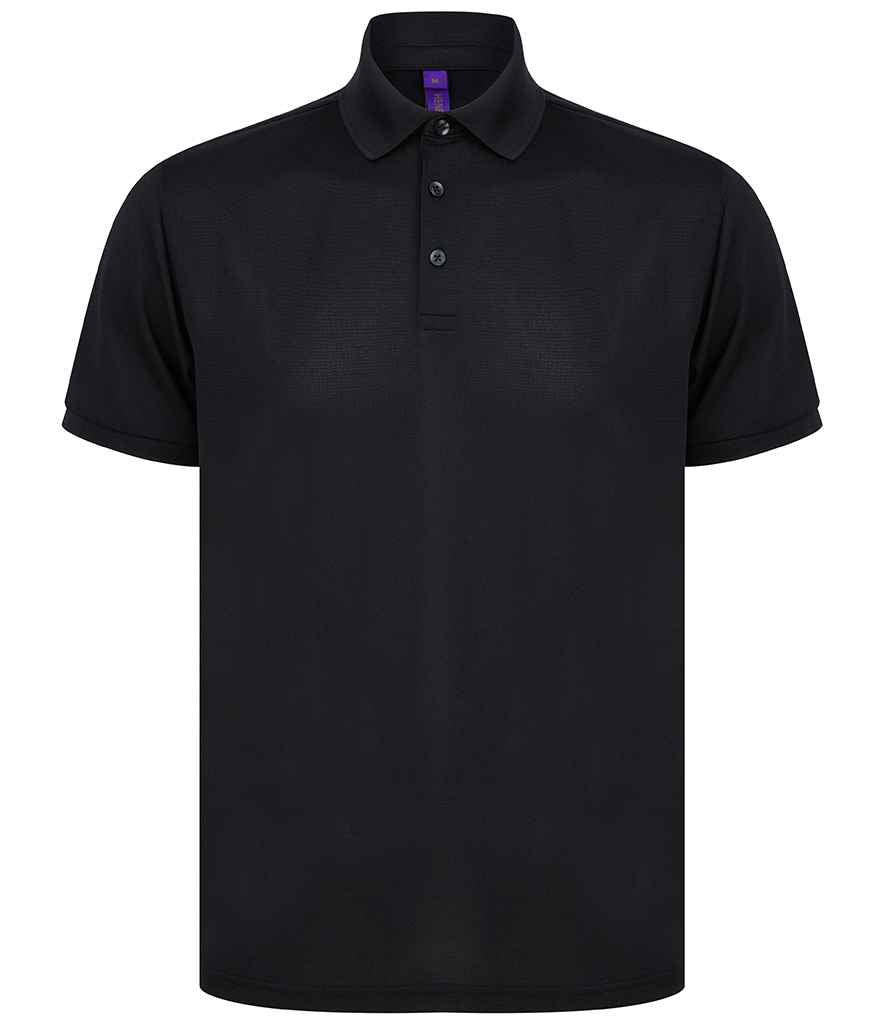 Henbury Recycled Polyester Piqué Polo Shirt H465 - Black