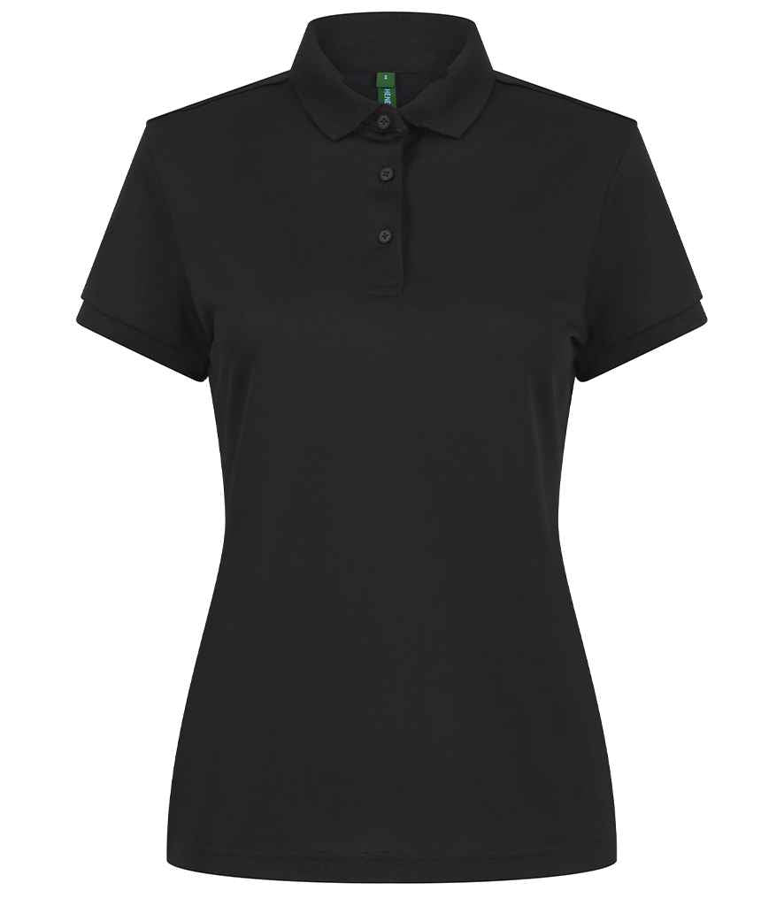 Henbury Ladies Recycled Polyester Polo Shirt H466 - Black