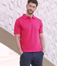 Henbury Coolplus® Wicking Piqué Polo Shirt H475 - H475 Bright Pink Model