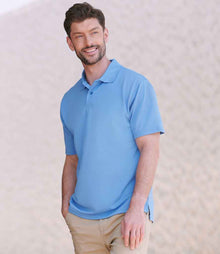 Henbury Coolplus® Wicking Piqué Polo Shirt H475 - H475 Mid Blue Model