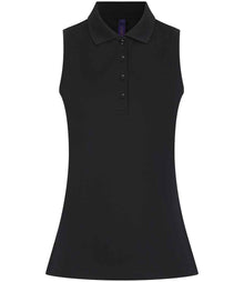 Henbury Ladies Sleeveless Coolplus® Polo Shirt H477 - Black