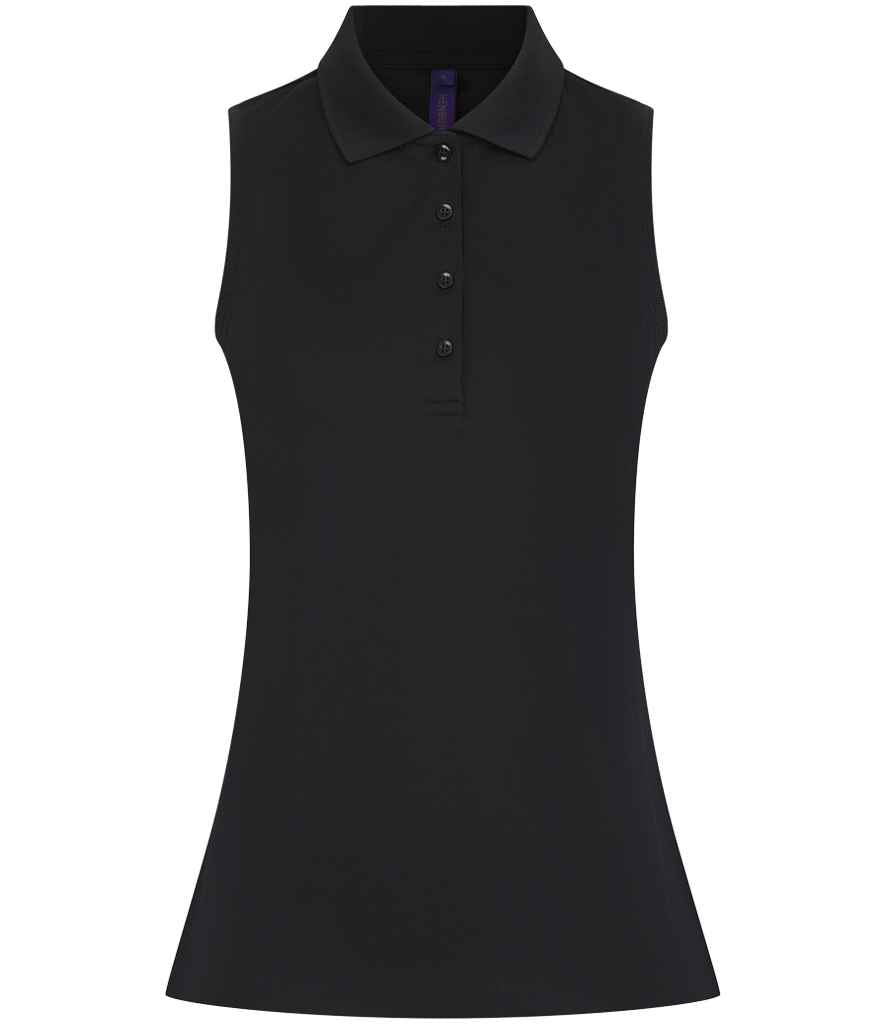 Henbury Ladies Sleeveless Coolplus® Polo Shirt H477 - Black