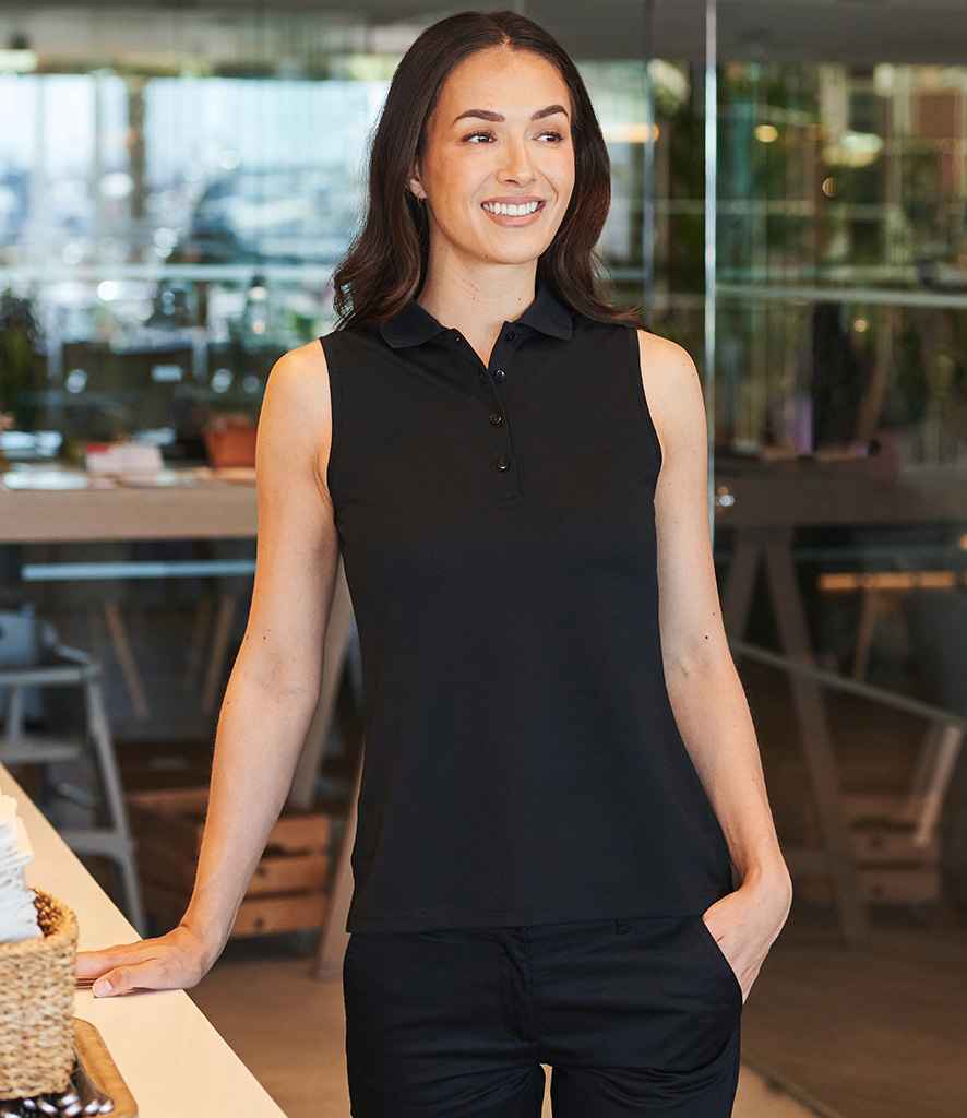 Henbury Ladies Sleeveless Coolplus® Polo Shirt H477 - H477 Black Model