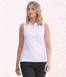 Henbury Ladies Sleeveless Coolplus® Polo Shirt H477 - H477 White Model