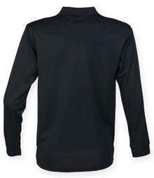Henbury Unisex Long Sleeve Coolplus® Piqué Polo Shirt H478 - H478 Black Back