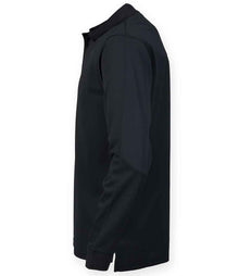 Henbury Unisex Long Sleeve Coolplus® Piqué Polo Shirt H478 - H478 Black Side