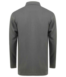 Henbury Unisex Long Sleeve Coolplus® Piqué Polo Shirt H478 - H478 Charcoal Back