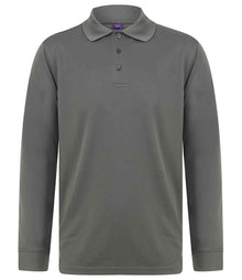 Henbury Unisex Long Sleeve Coolplus® Piqué Polo Shirt H478 - Charcoal