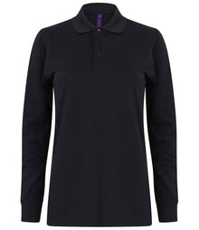 Henbury Unisex Long Sleeve Coolplus® Piqué Polo Shirt H478 - Navy