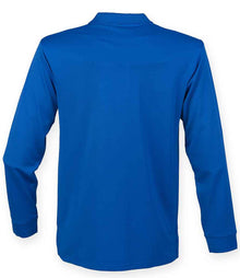 Henbury Unisex Long Sleeve Coolplus® Piqué Polo Shirt H478 - H478 Royal Blue Back