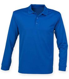 Henbury Unisex Long Sleeve Coolplus® Piqué Polo Shirt H478 - Royal Blue