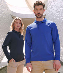 Henbury Unisex Long Sleeve Coolplus® Piqué Polo Shirt H478 - H478 Royal Blue Model