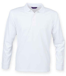 Henbury Unisex Long Sleeve Coolplus® Piqué Polo Shirt H478 - White