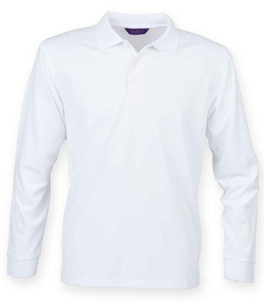 Henbury Unisex Long Sleeve Coolplus® Piqué Polo Shirt H478 - White